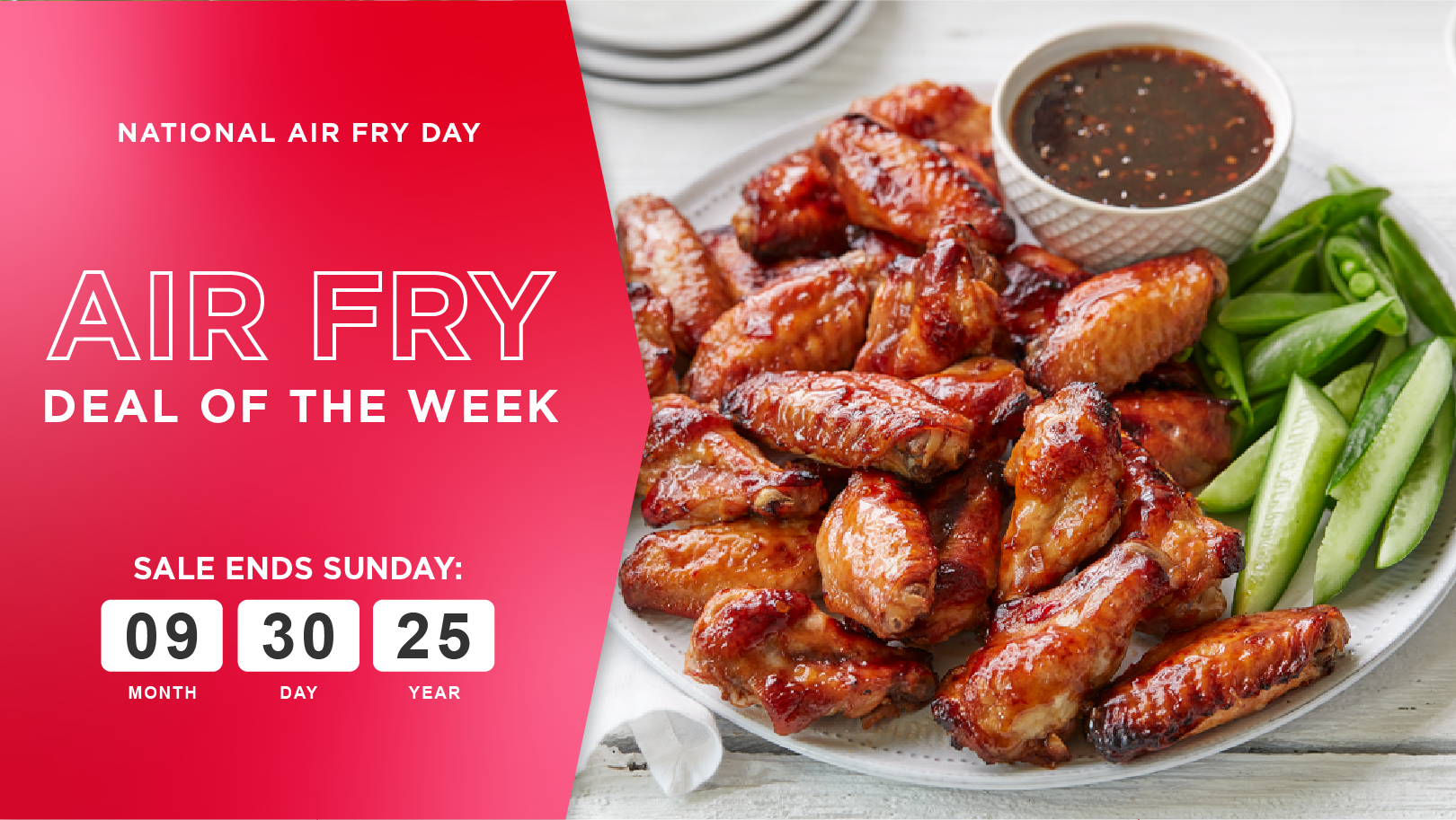 Air Fry deal, delicious wings on a plate