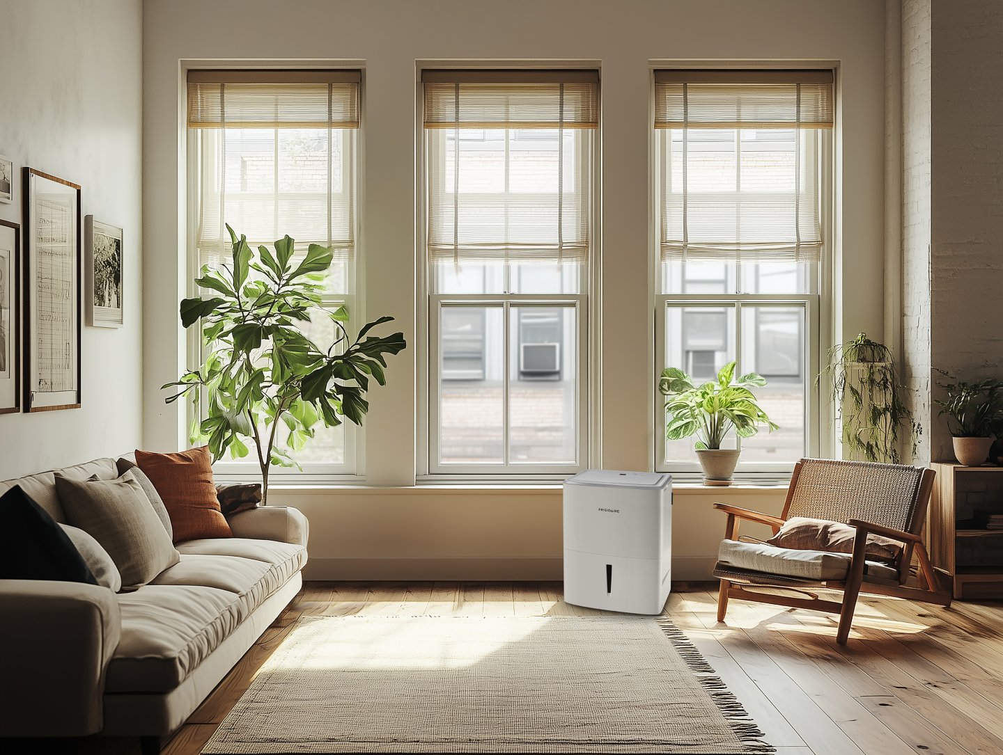 Frigidaire dehumidifier in a living room 