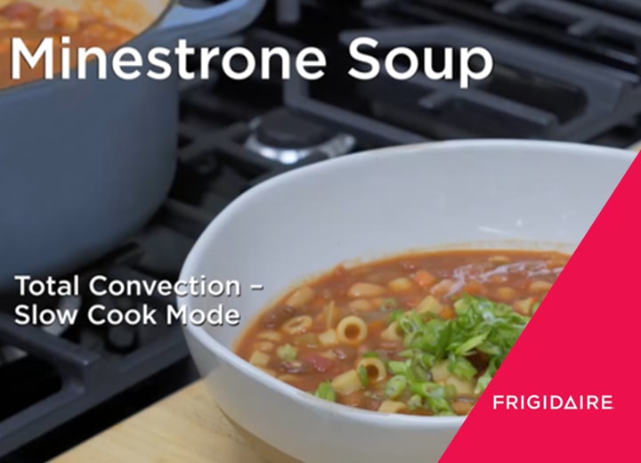 minestrone soup using the slow cook method in the Total Convection oven