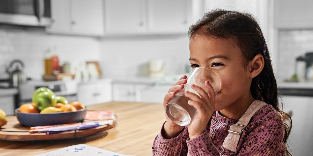 Girl drinking filtered water