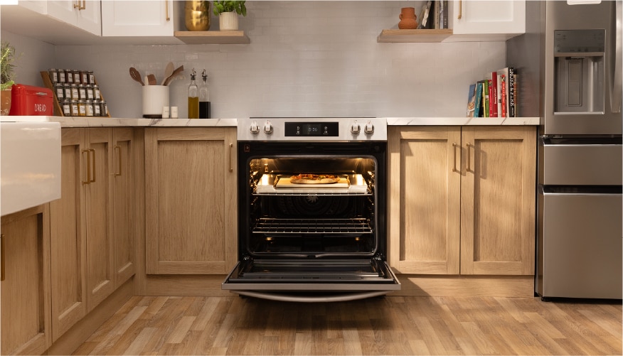 Pizza oven with a nice pizza inside